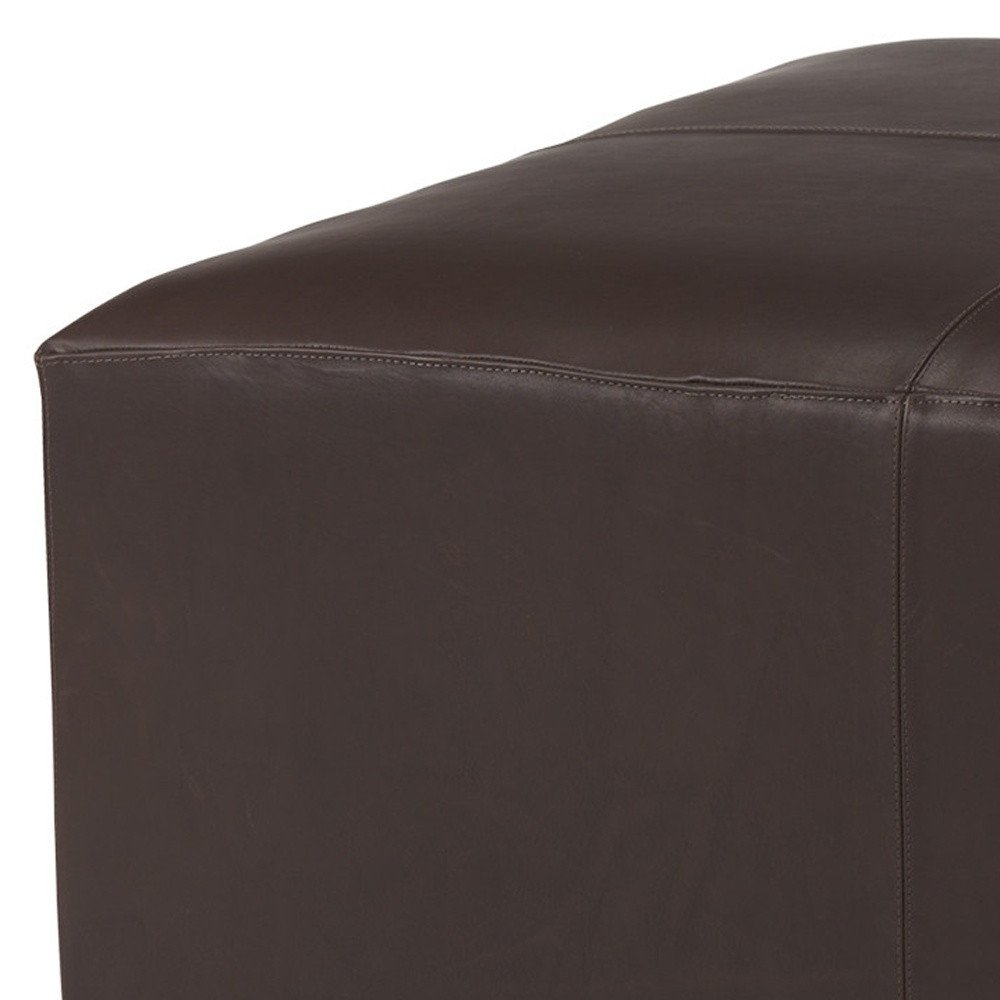 Brown Genuine Leather Cocktail Ottoman - 36-inch