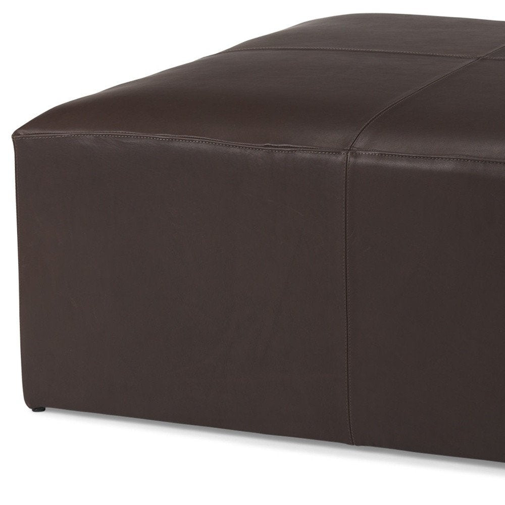 Brown Genuine Leather Cocktail Ottoman - 36-inch