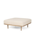 Beige and Brown Solid Wood and Fabric Ottoman - 37-inch