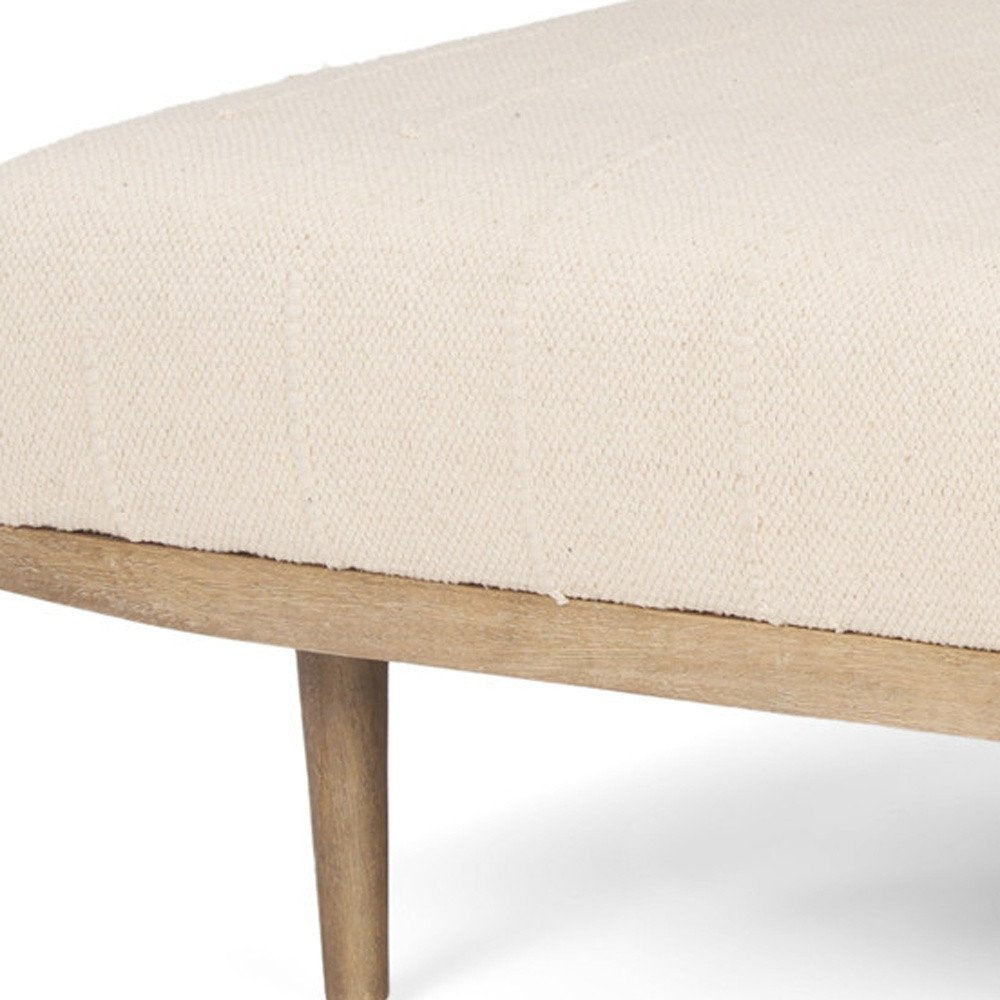 Beige and Brown Solid Wood and Fabric Ottoman - 37-inch