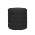 Black Boucle Round Storage Ottoman - 19-inch
