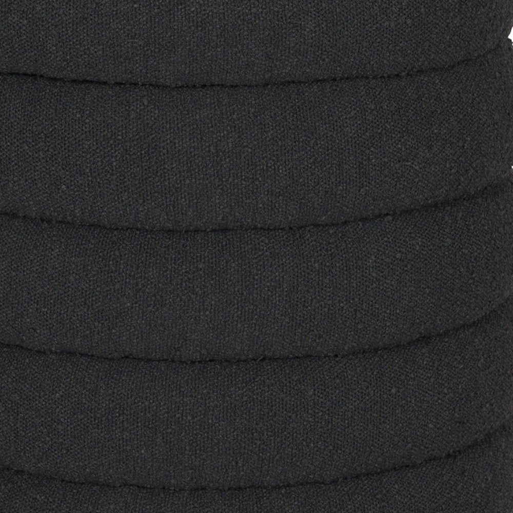 Black Boucle Round Storage Ottoman - 19-inch