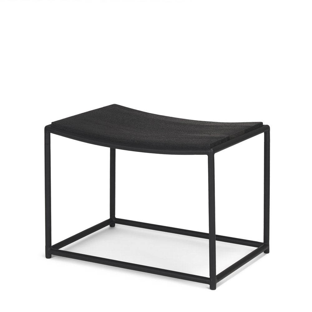 Black Solid Wood and Metal Footstool - 23-inch
