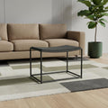 Black Solid Wood and Metal Footstool - 23-inch