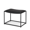Black Metal and Genuine Leather Footstool - 23-inch