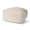 Beige and Cream Chenille Damask Pouf Ottoman - 36-inch