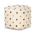 Cream and Black Wool Polka Dots Cube Pouf Ottoman - 16-inch
