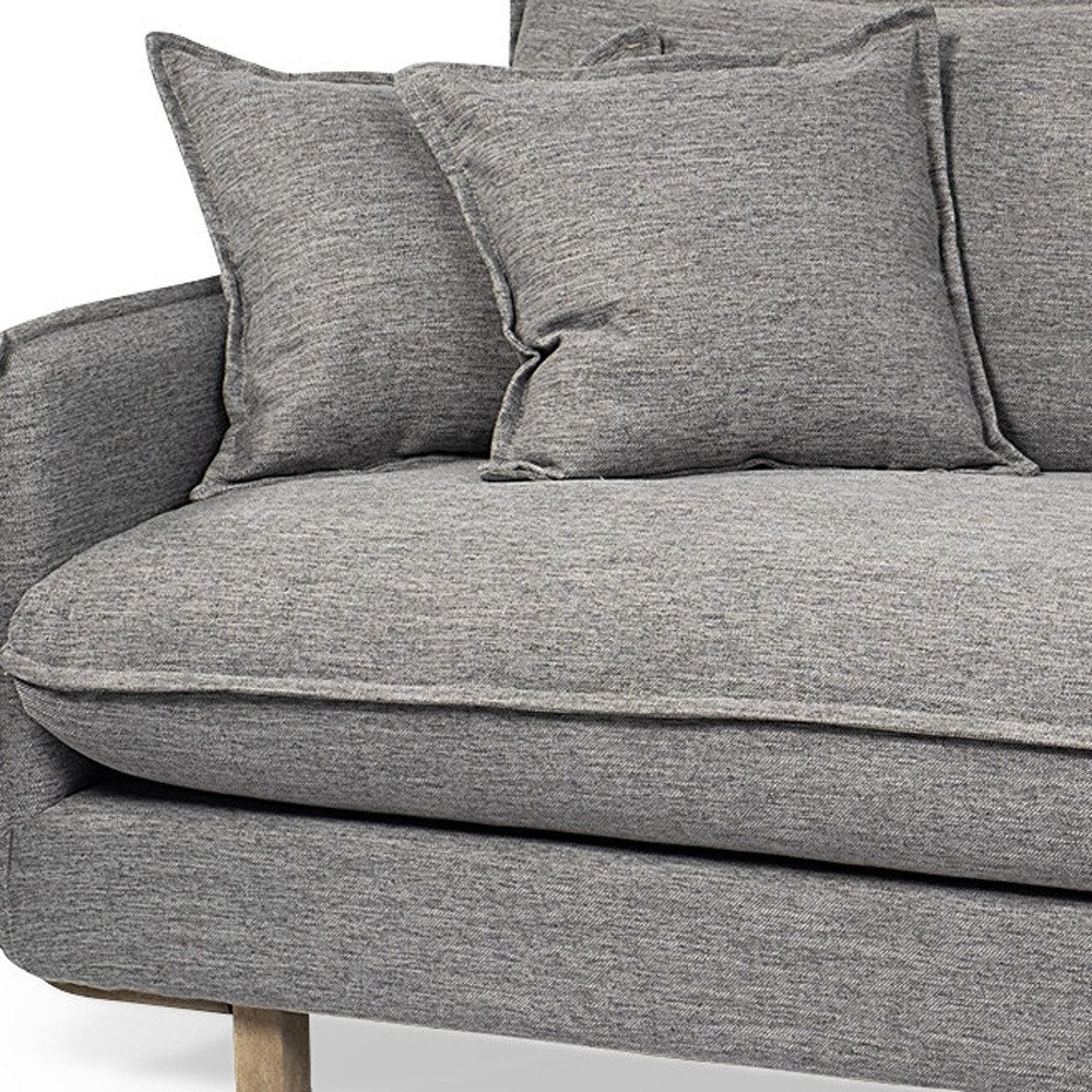 Gray Fabric Sofa with Brown Legs - 84-inch