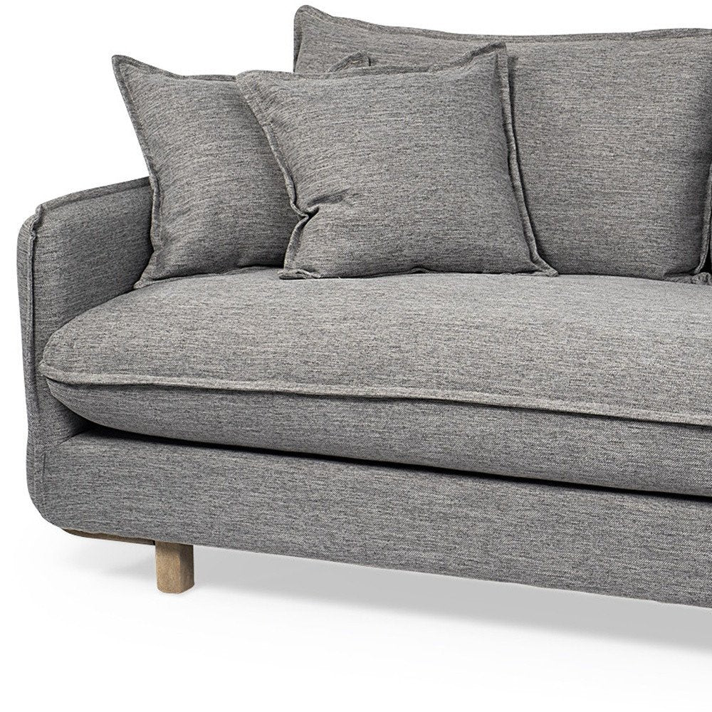 Gray Fabric Sofa with Brown Legs - 84-inch