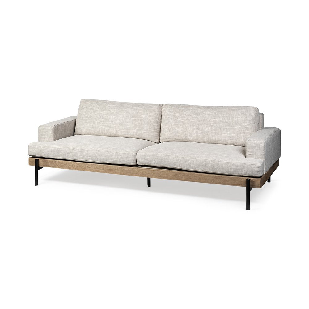 Beige Fabric Sofa with Black Legs - 95-inch