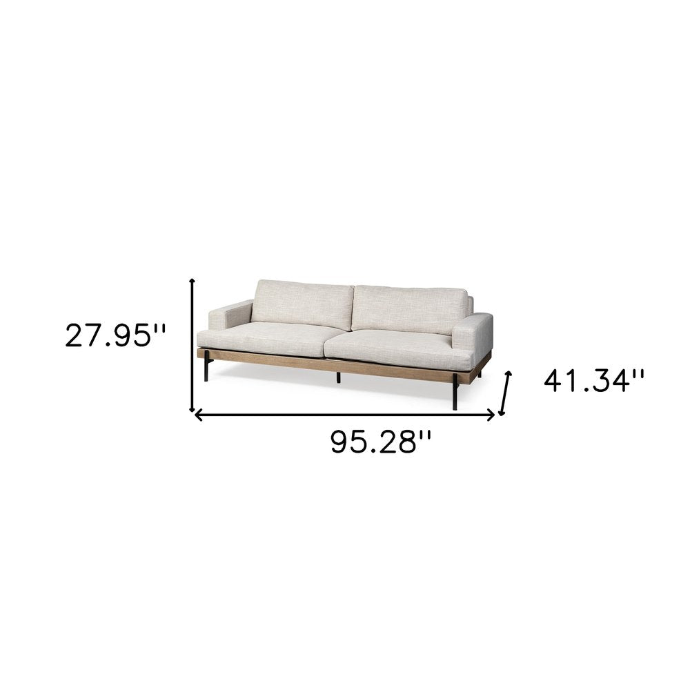 Beige Fabric Sofa with Black Legs - 95-inch