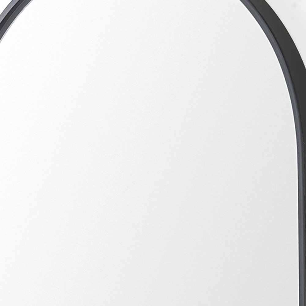 Black Metal Arch Framed Accent Mirror with Shelf - 40-inch