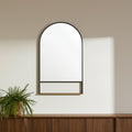 Black Metal Arch Framed Accent Mirror with Shelf - 40-inch