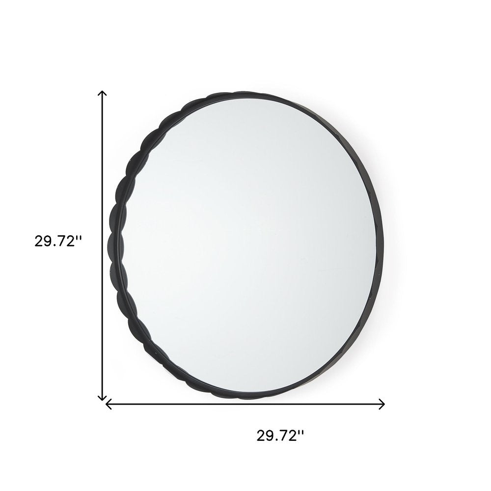 Black Metal Scalloped Framed Accent Mirror - 30-inch