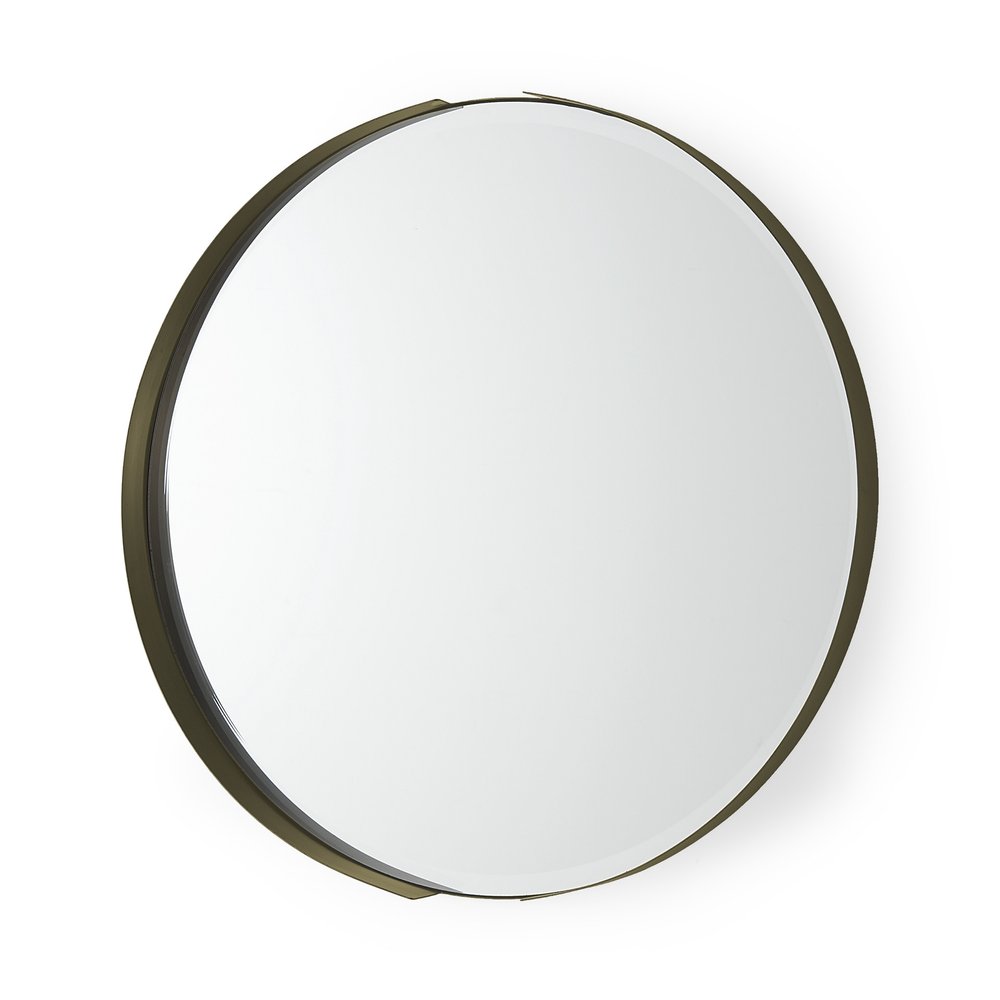 Gold Metal Round Framed Accent Mirror - 24-inch
