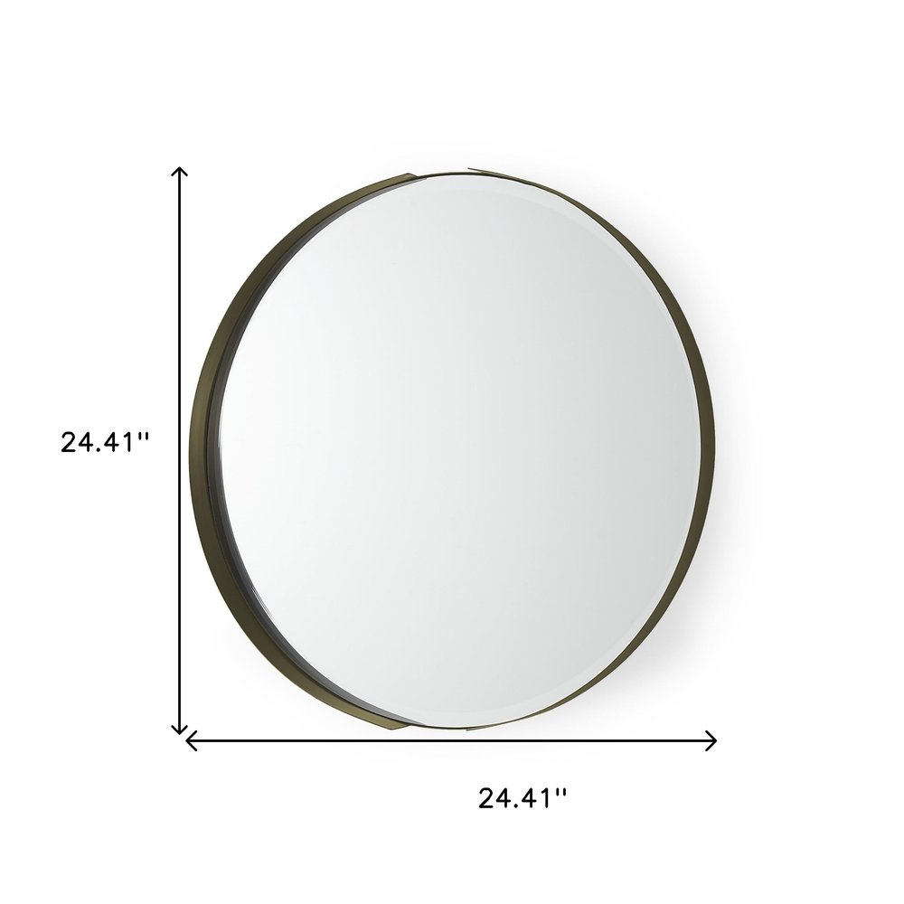 Gold Metal Round Framed Accent Mirror - 24-inch