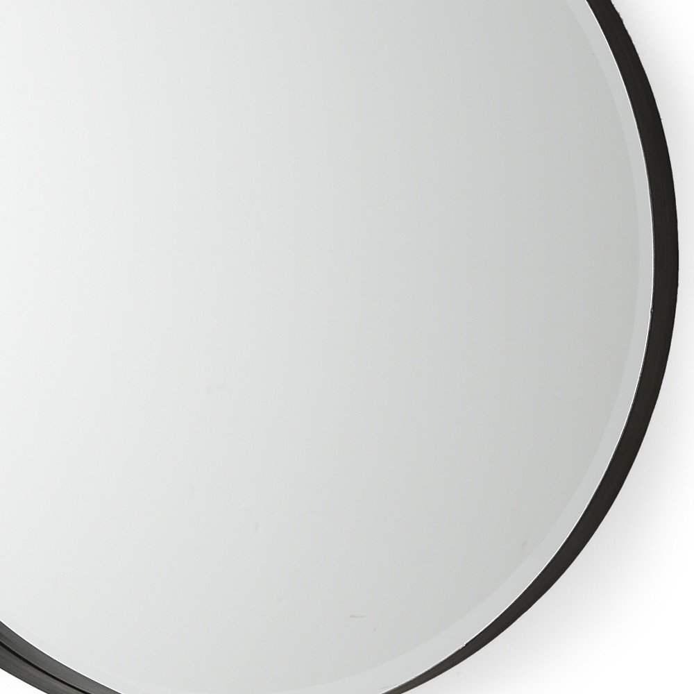 Black Metal Round Framed Accent Mirror - 24-inch