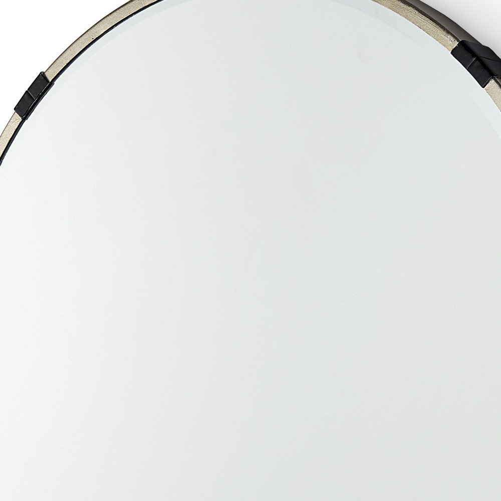 Gold and Black Metal Round Framed Accent Mirror - 24-inch