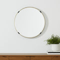 Gold and Black Metal Round Framed Accent Mirror - 24-inch