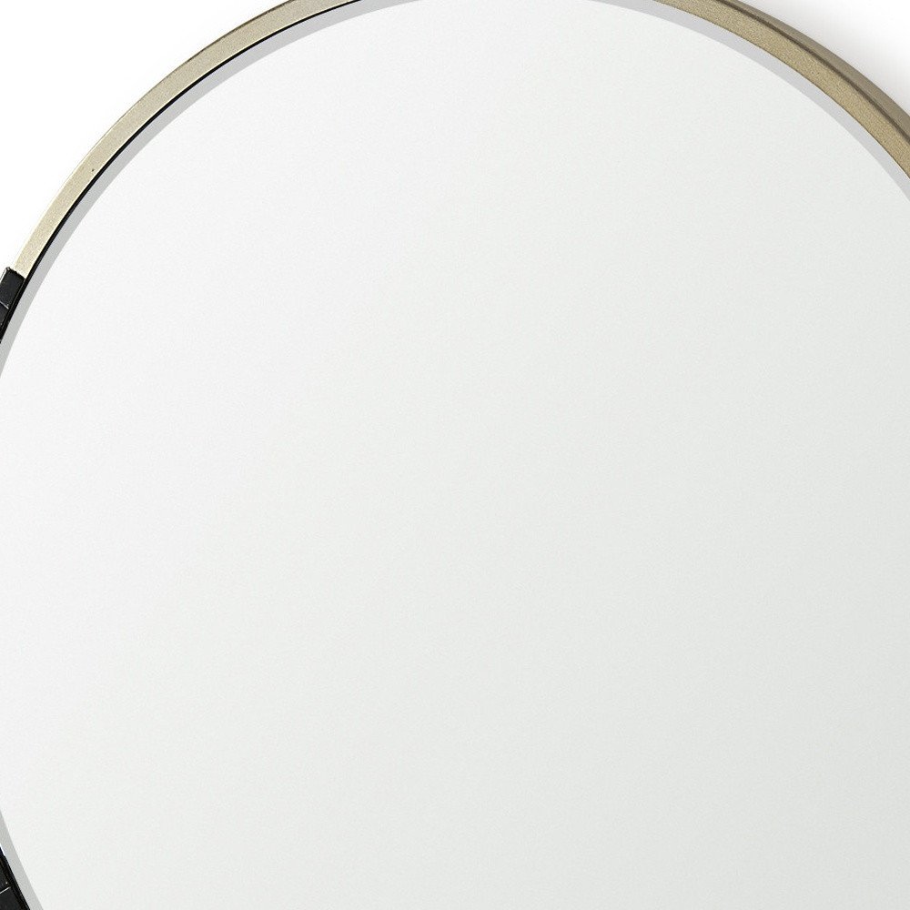 Gold and Black Metal Round Framed Accent Mirror - 29-inch