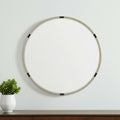 Gold and Black Metal Round Framed Accent Mirror - 29-inch