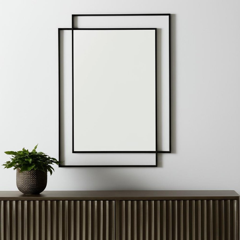 Gray Metal Double Frame Accent Mirror - 43-inch