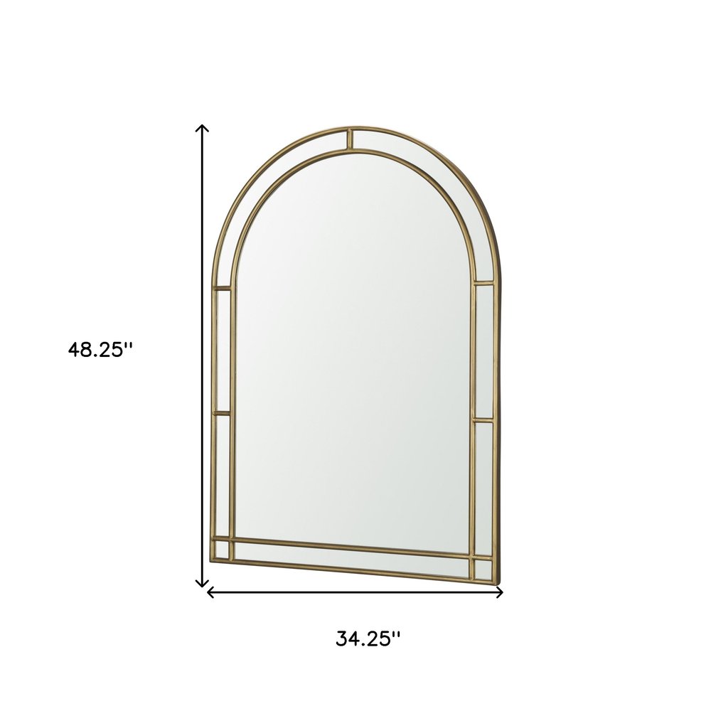 Gold Metal Double Arch Framed Accent Mirror - 48-inch