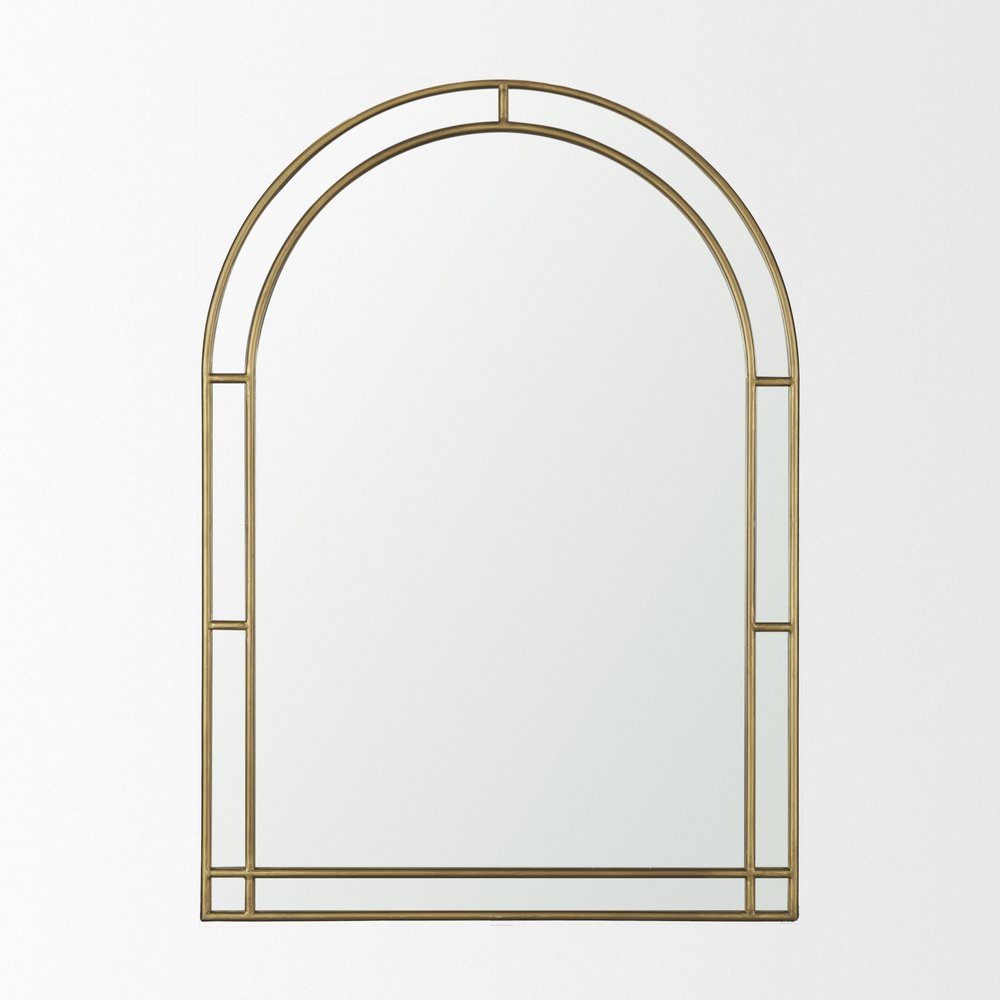 Gold Metal Double Arch Framed Accent Mirror - 48-inch