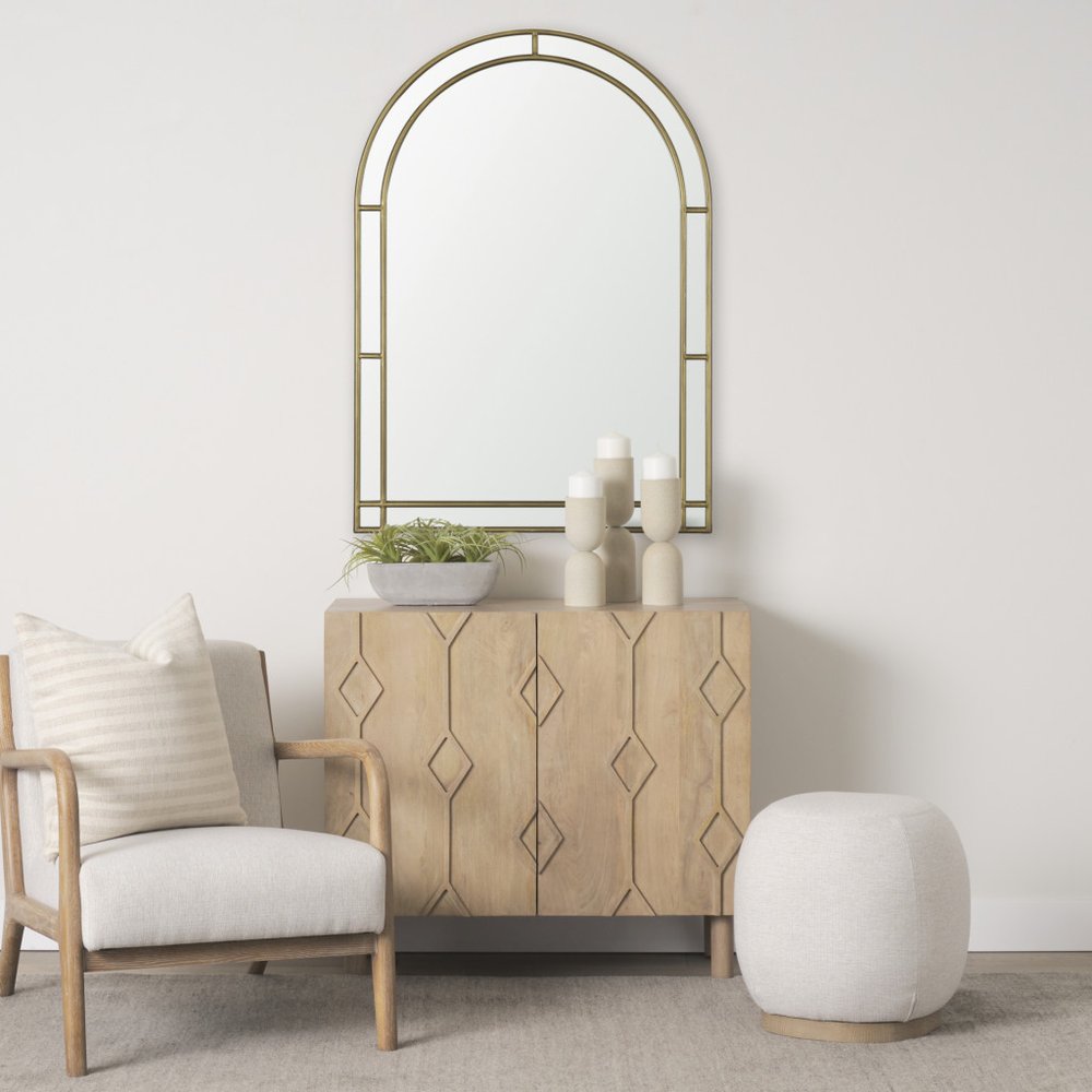 Gold Metal Double Arch Framed Accent Mirror - 48-inch