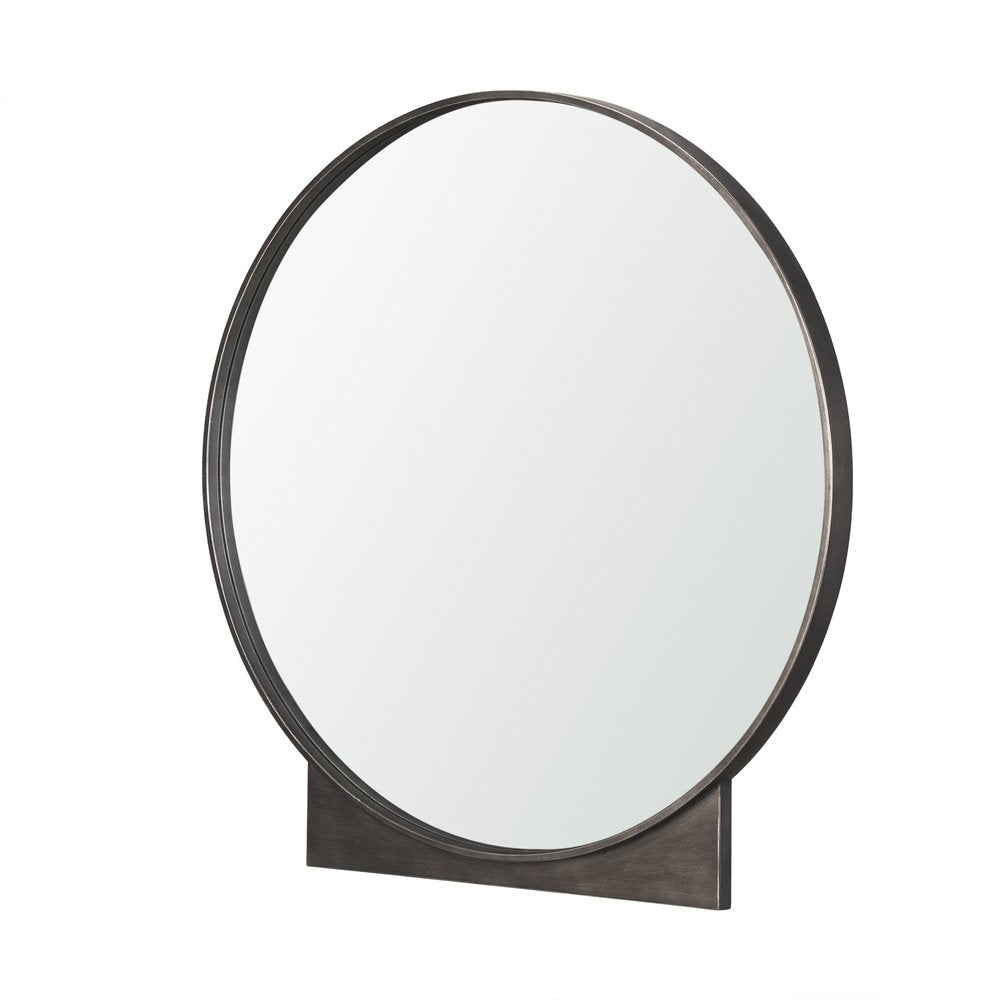 Gunmetal Metal Round and Rectangle Framed Accent Mirror - 38-inch