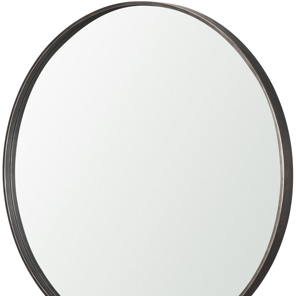 Gunmetal Metal Round and Rectangle Framed Accent Mirror - 38-inch