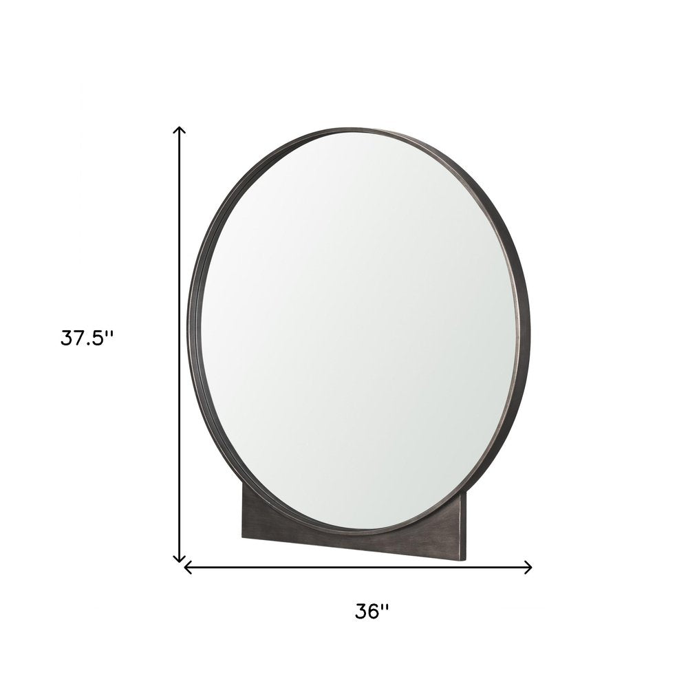 Gunmetal Metal Round and Rectangle Framed Accent Mirror - 38-inch