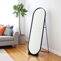 Black Metal Oval Freestanding Tilting Geometric Framed Standing Mirror - 67-inch