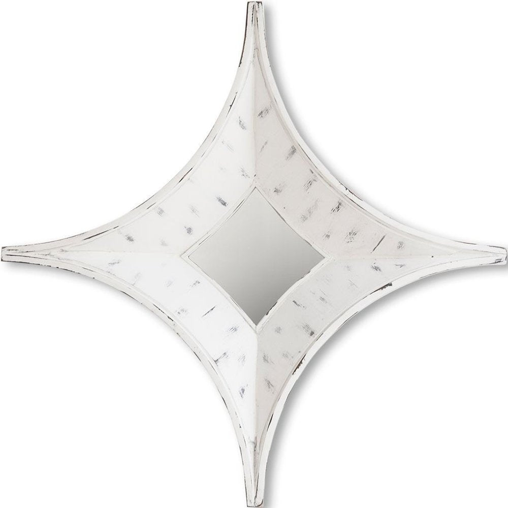 White Solid Wood Star Framed Accent Mirror - 17-inch