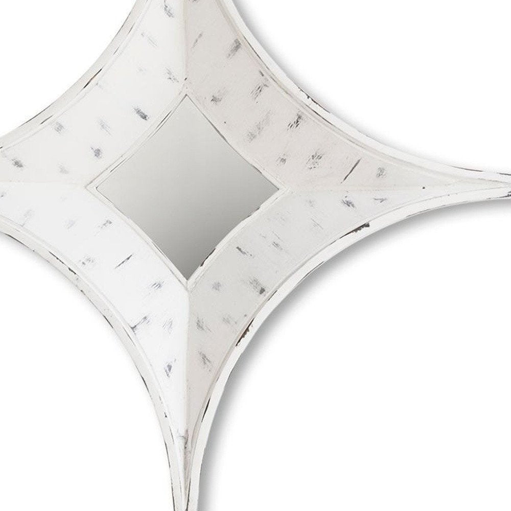 White Solid Wood Star Framed Accent Mirror - 17-inch