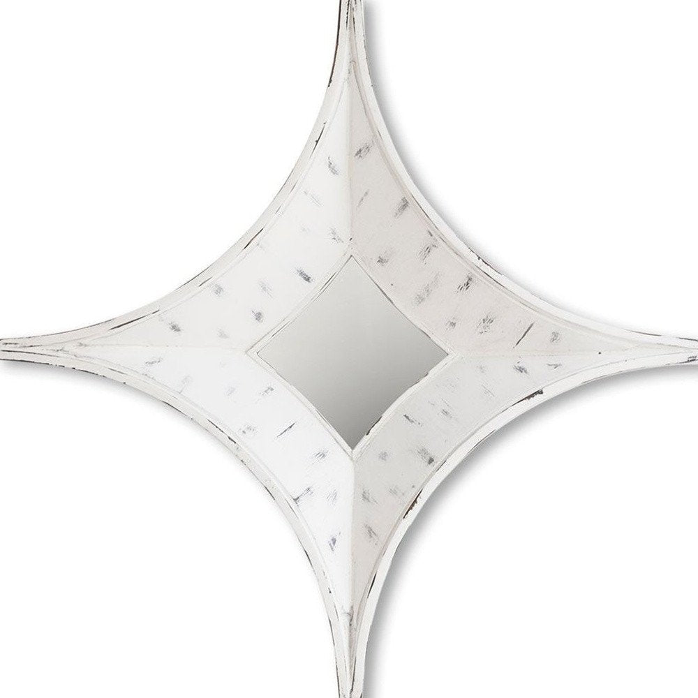 White Solid Wood Star Framed Accent Mirror - 17-inch
