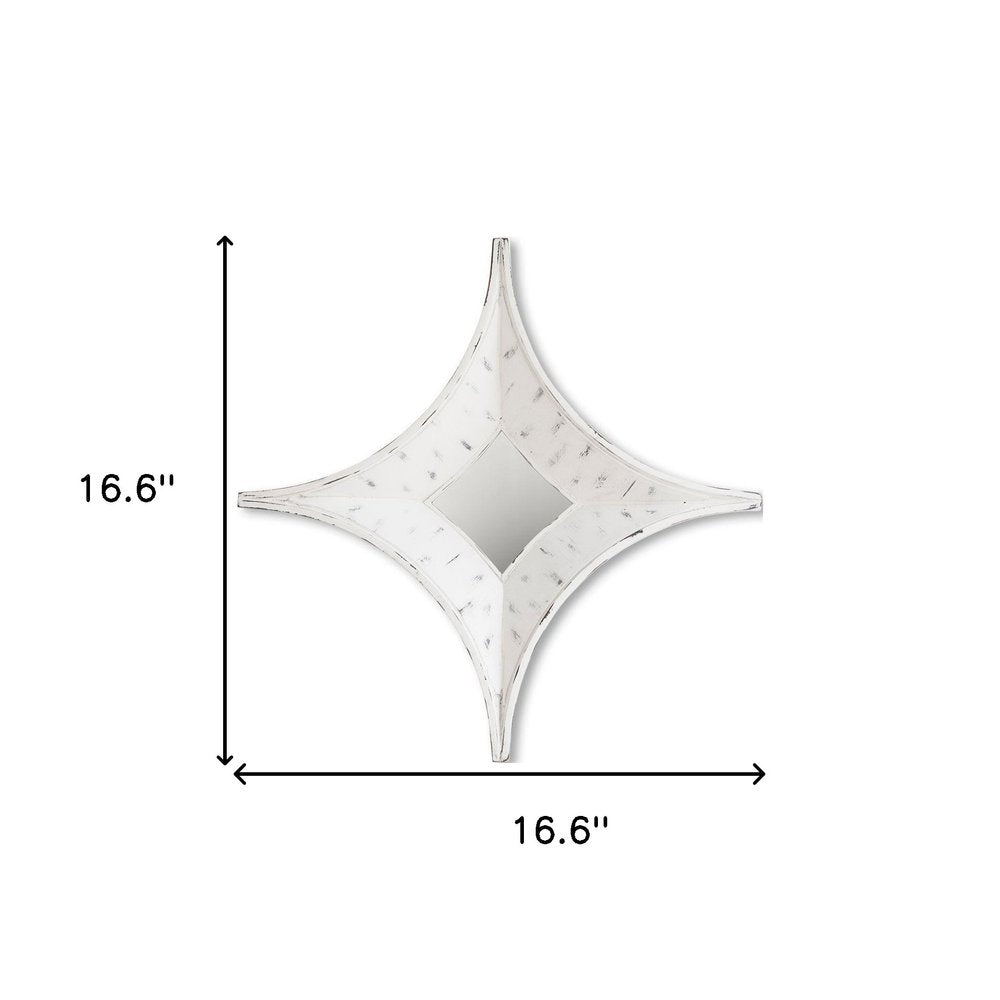 White Solid Wood Star Framed Accent Mirror - 17-inch