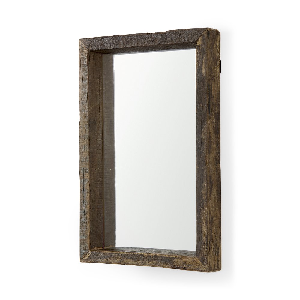 Brown Solid Wood Framed Accent Mirror - 18-inch