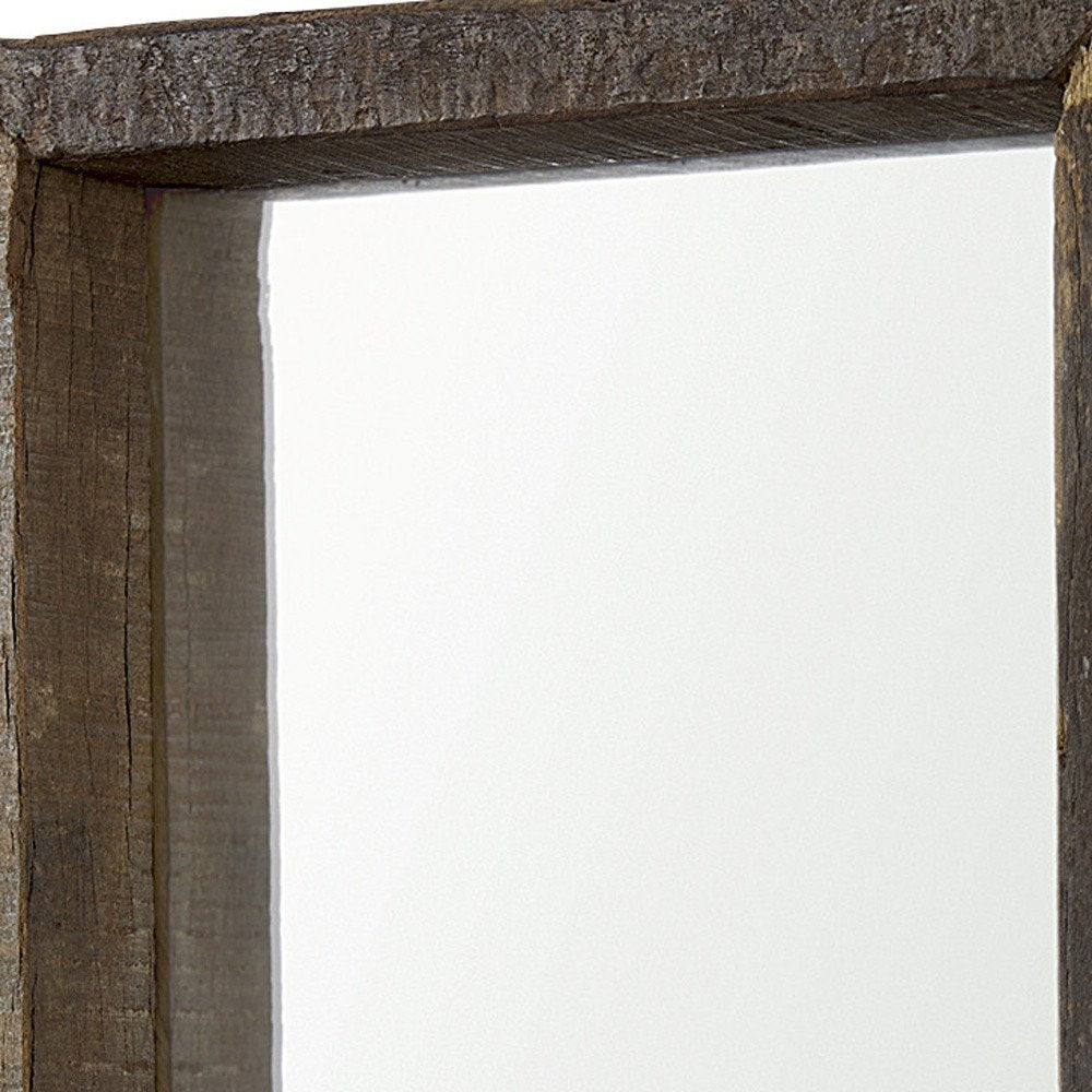 Brown Solid Wood Framed Accent Mirror - 18-inch