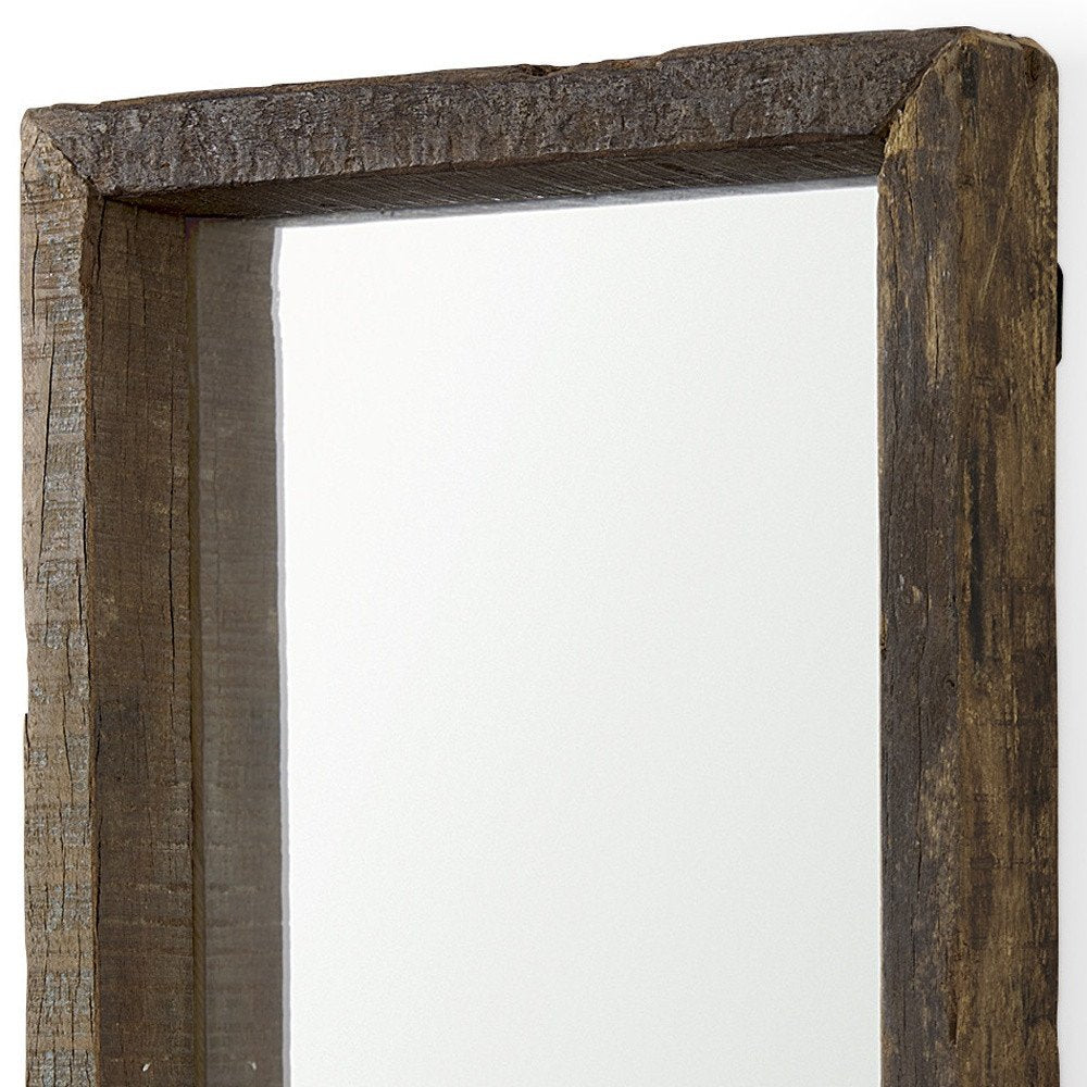 Brown Solid Wood Framed Accent Mirror - 18-inch