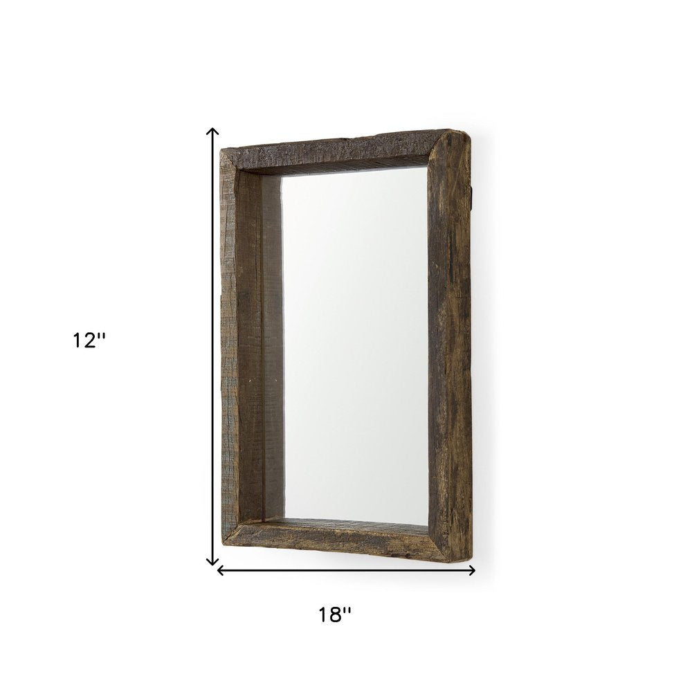 Brown Solid Wood Framed Accent Mirror - 18-inch