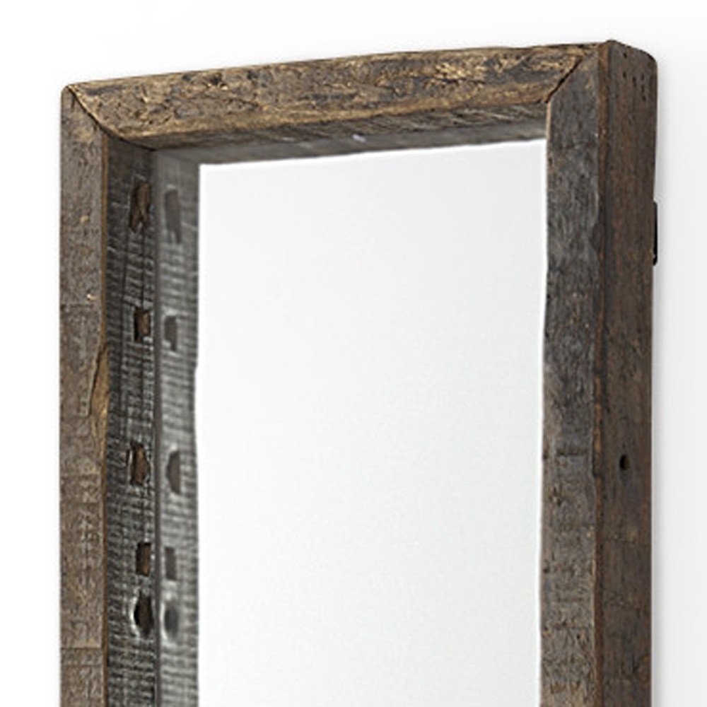 Brown Solid Wood Framed Accent Mirror - 59-inch