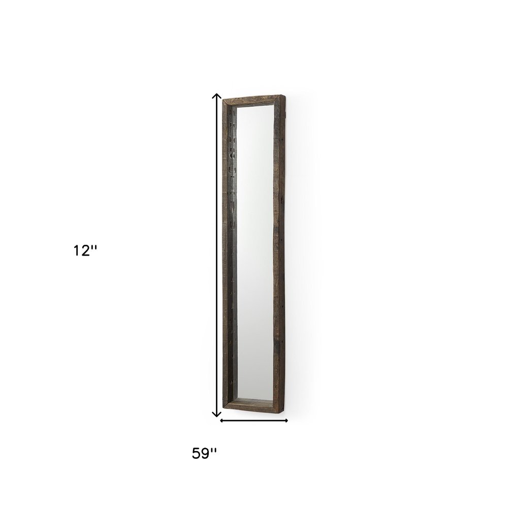 Brown Solid Wood Framed Accent Mirror - 59-inch