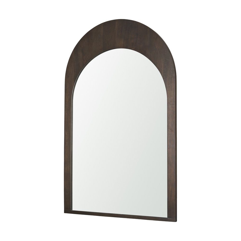 Brown Solid Wood Arch Framed Accent Mirror - 48-inch