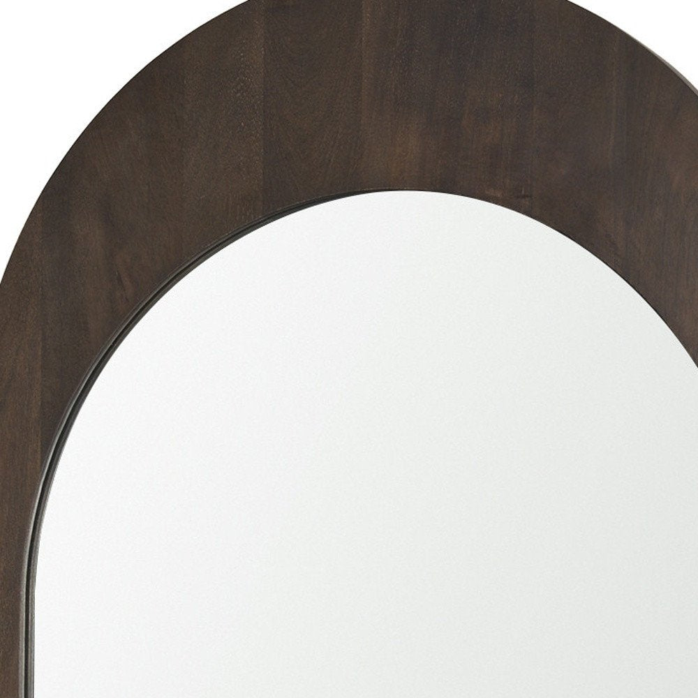 Brown Solid Wood Arch Framed Accent Mirror - 48-inch