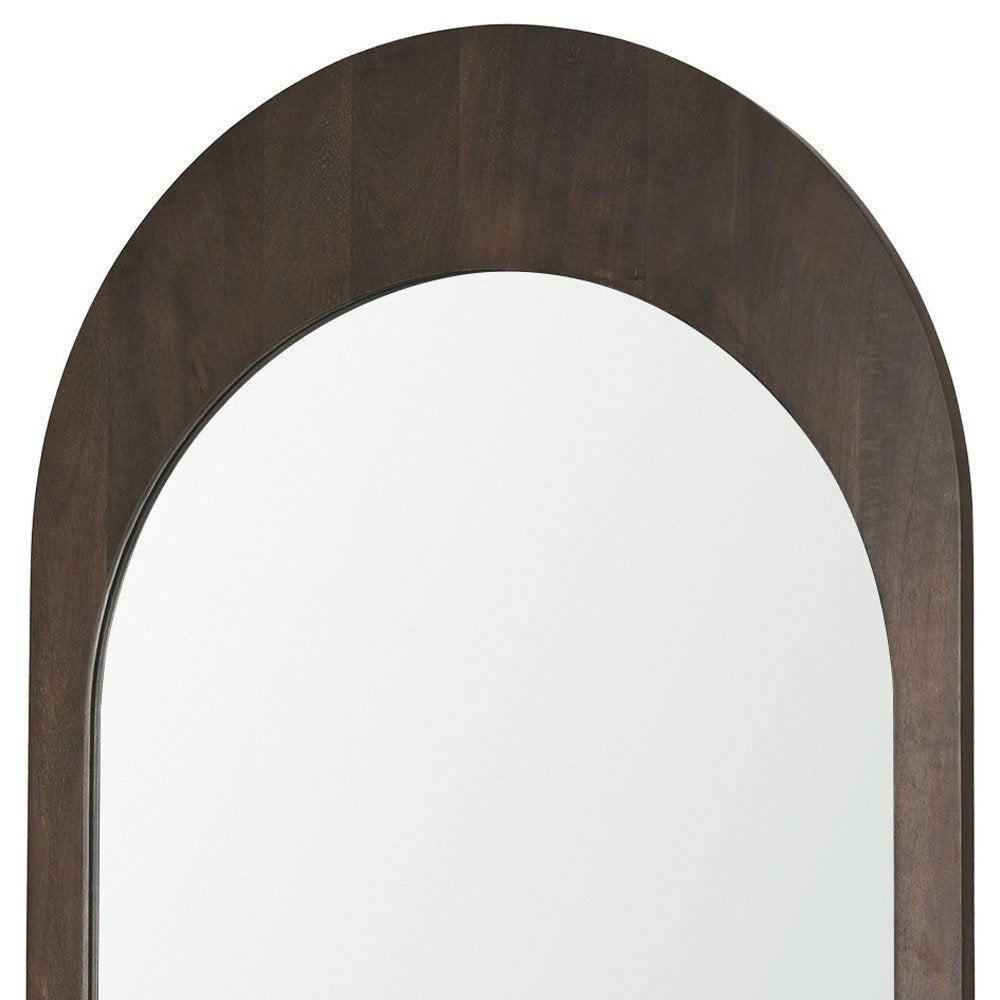 Brown Solid Wood Arch Framed Accent Mirror - 48-inch