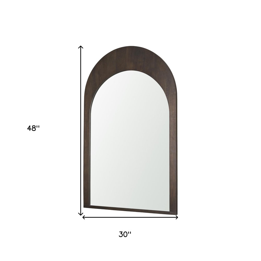 Brown Solid Wood Arch Framed Accent Mirror - 48-inch