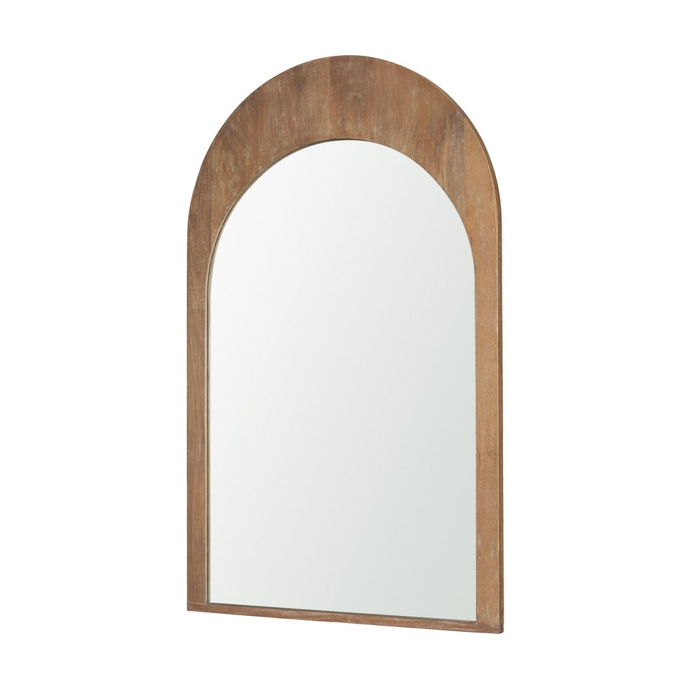 Light Brown Solid Wood Arch Framed Accent Mirror - 48-inch
