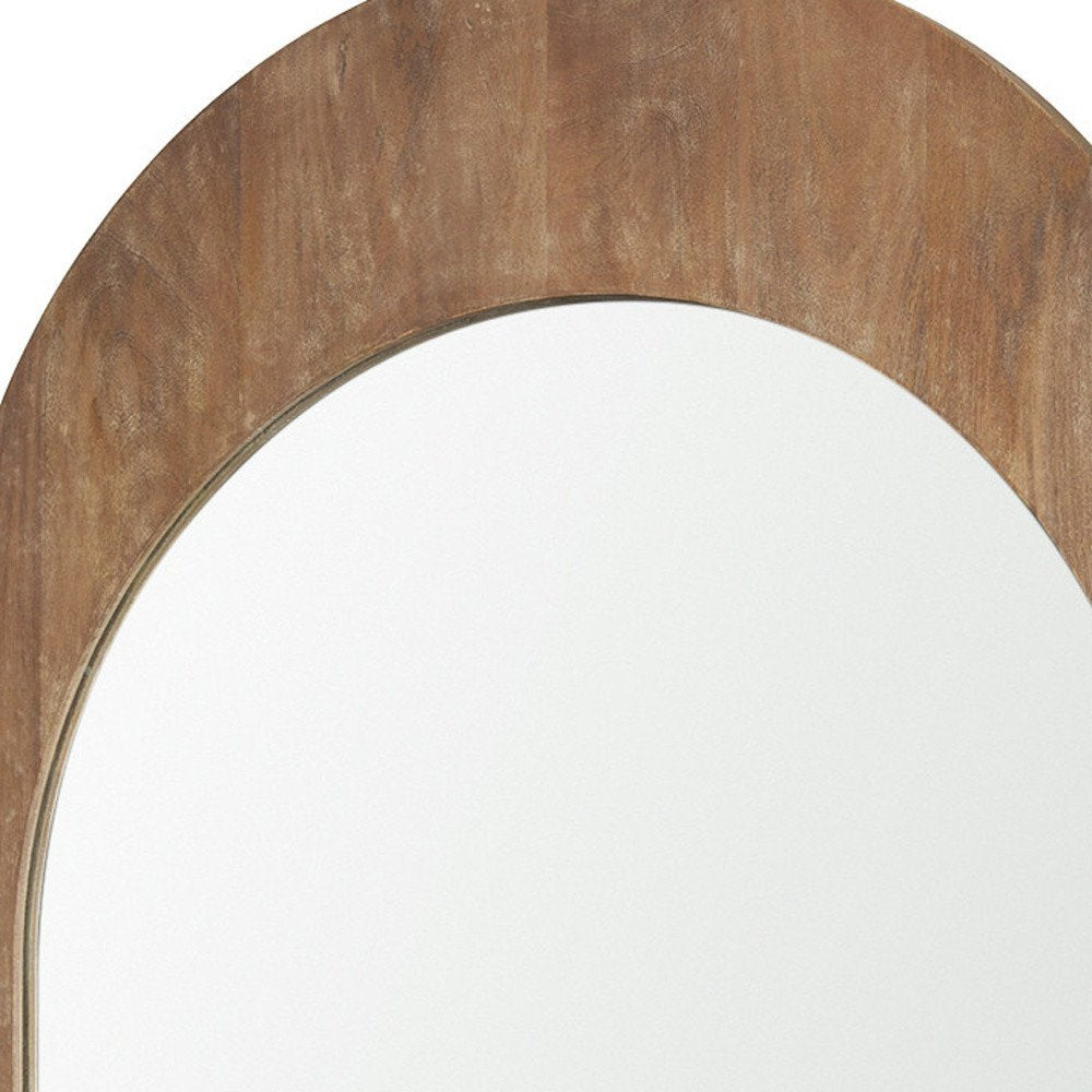 Light Brown Solid Wood Arch Framed Accent Mirror - 48-inch