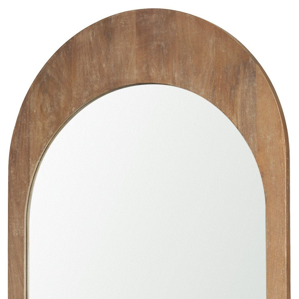 Light Brown Solid Wood Arch Framed Accent Mirror - 48-inch